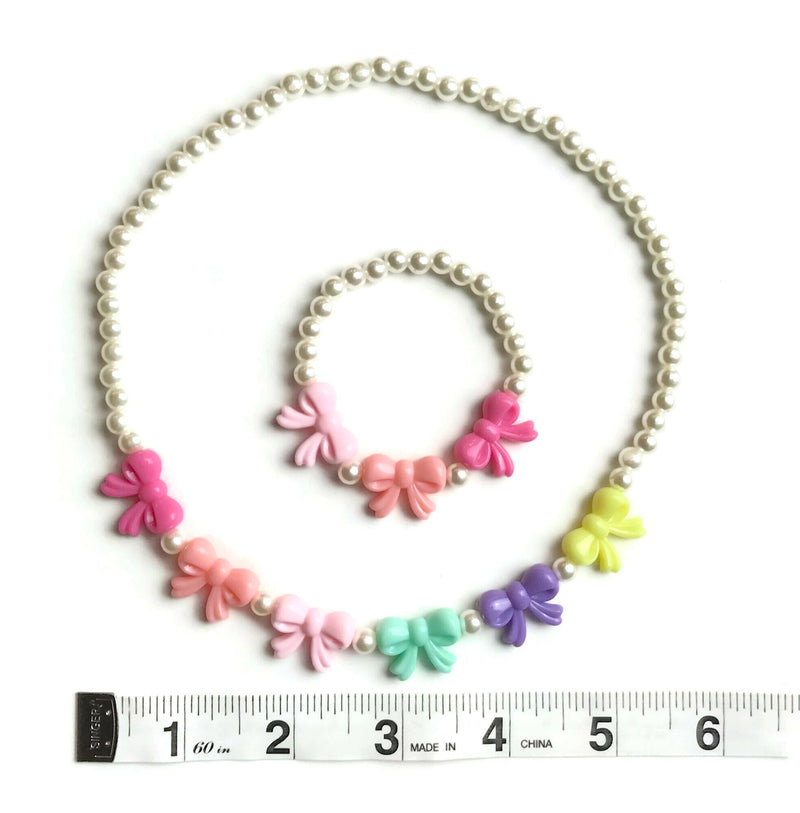 Pearls & Bows Necklace with Bracelet Set
