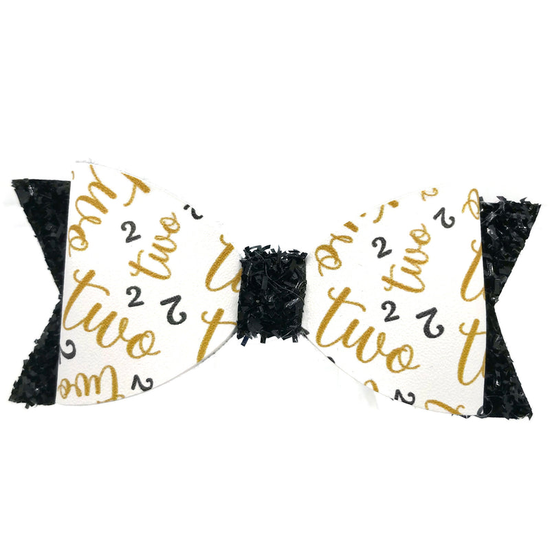 #2 Black & Gold Hair Clip Bow