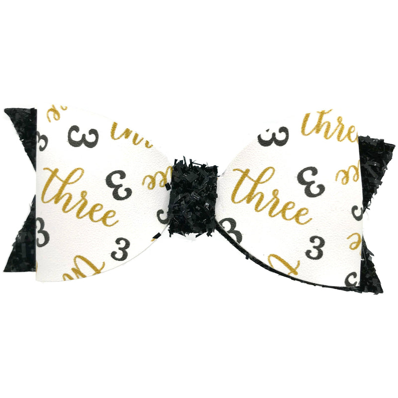 #3 Black & Gold Hair Clip Bow