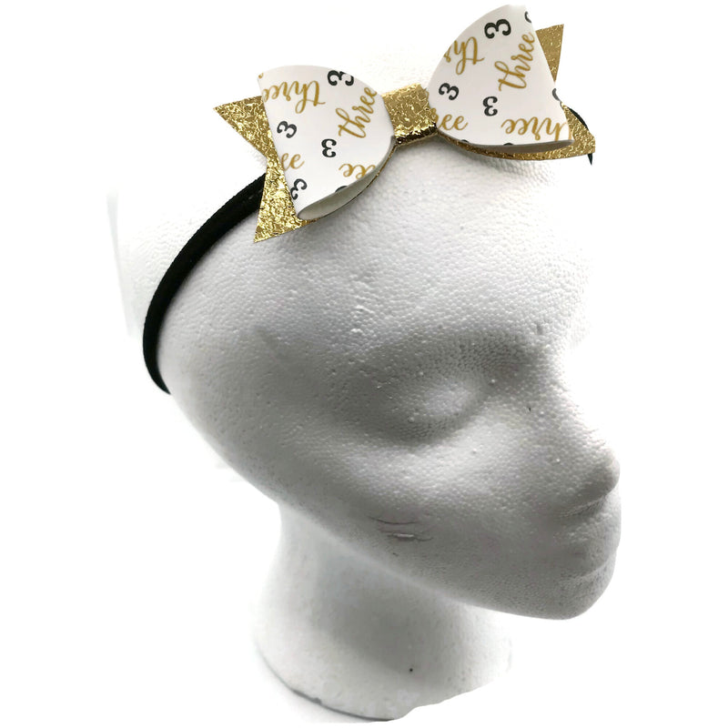 #3 Gold Sparkle Headband Bow