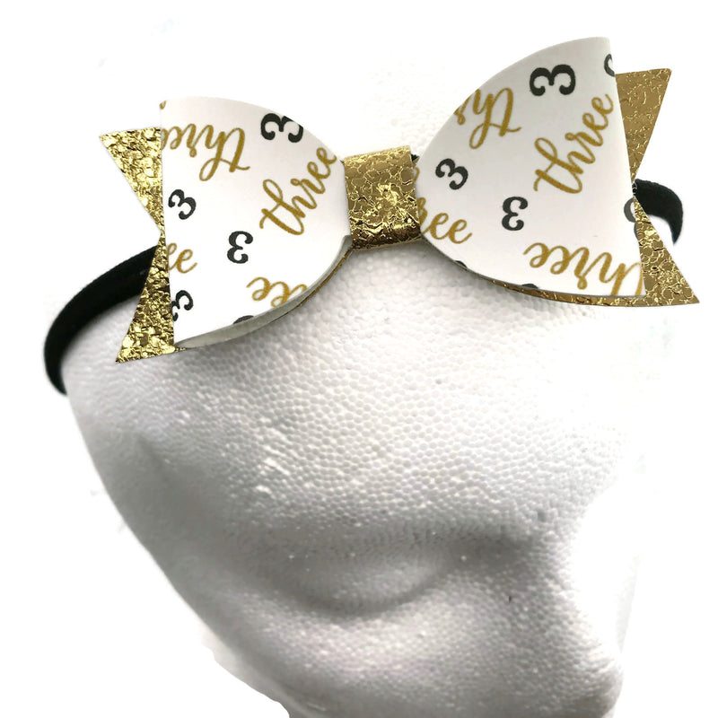 #3 Gold Sparkle Headband Bow