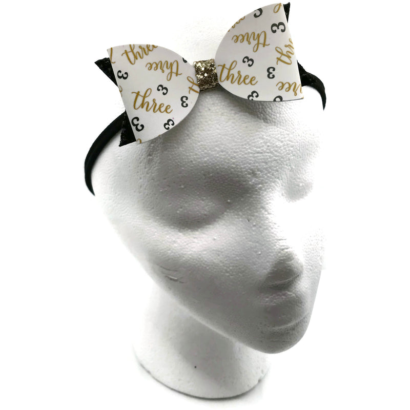 #3 Black Sparkle Headband Bow