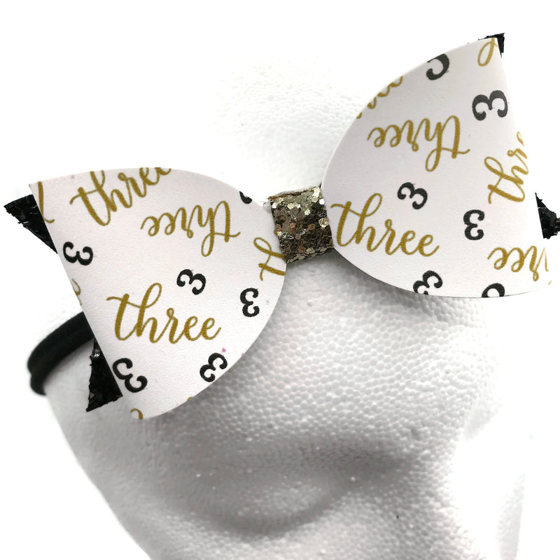 #3 Black Sparkle Headband Bow