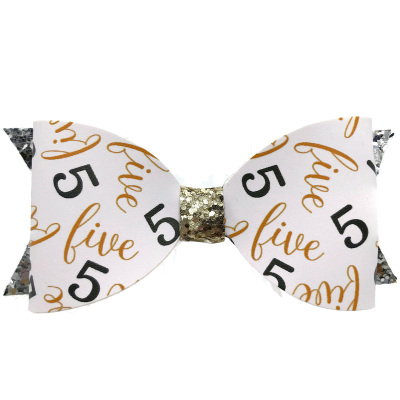 #5 Gold & Sparkle Silver Hair Clip Bow