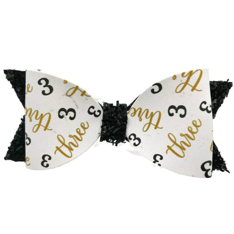 #3 Black & Gold Hair Clip Bow- Imperfection