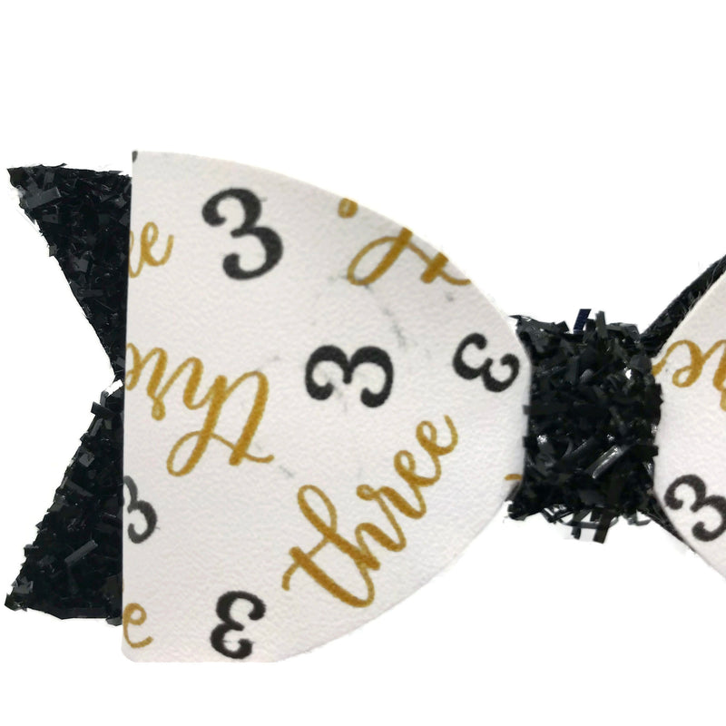 #3 Black & Gold Hair Clip Bow- Imperfection