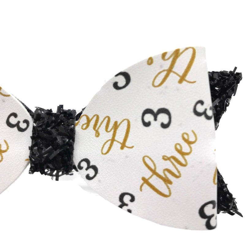 #3 Black & Gold Hair Clip Bow- Imperfection