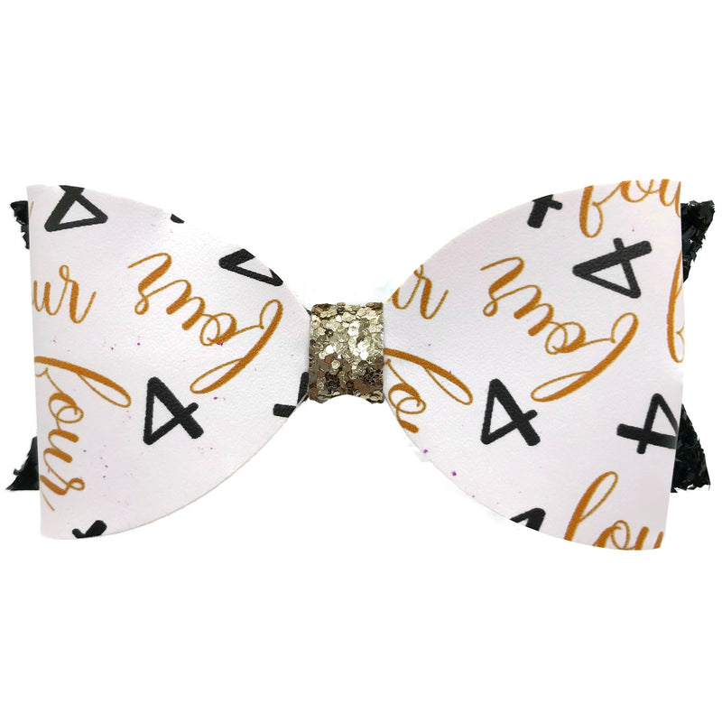 #4 Black & Gold Hair Clip Bow - Imperfection