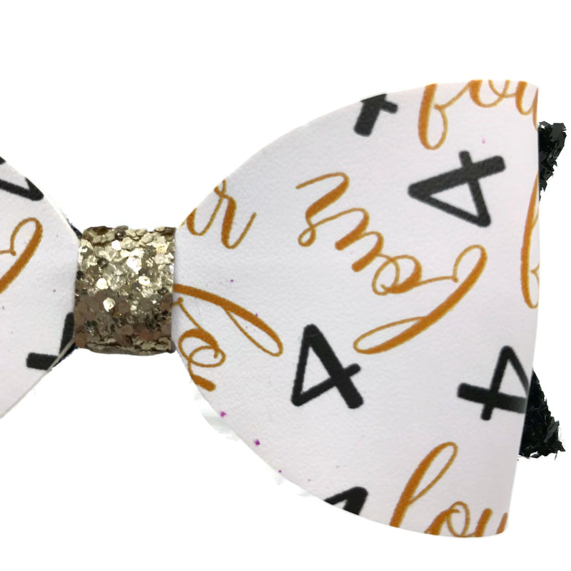 #4 Black & Gold Hair Clip Bow - Imperfection