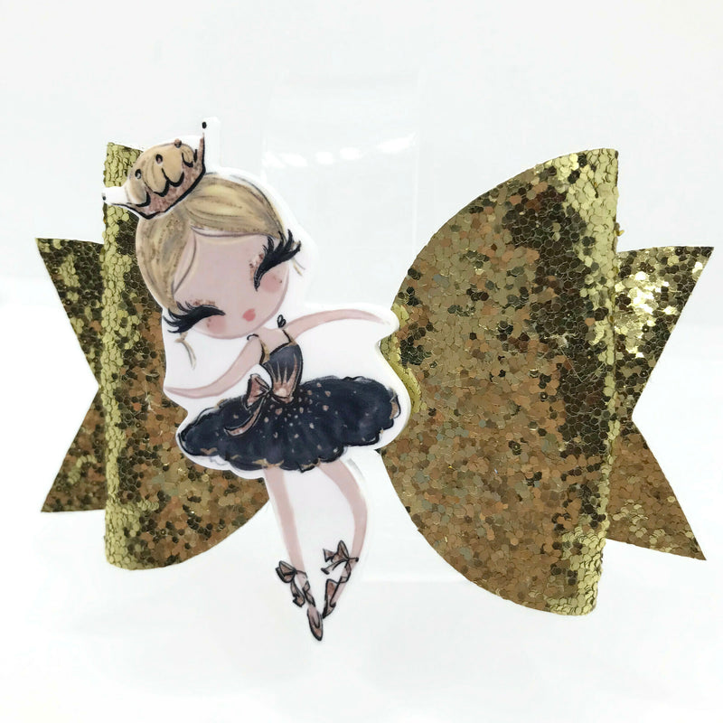 Gold Sparkle Ballerina Hair Clip Bow