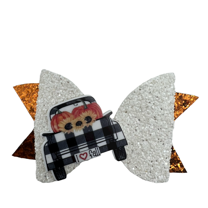 I Love Fall Rustic Truck Hair Clip Bow