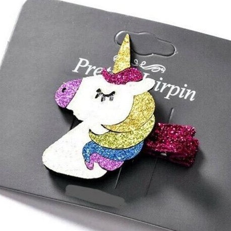 Unicorn Head Glitter Felt Hair Clip