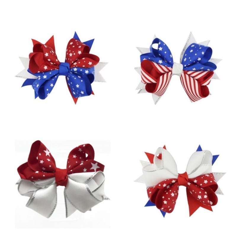 Patriotic Hair Clip Bows