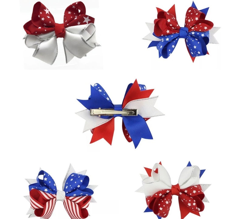 Patriotic Hair Clip Bows