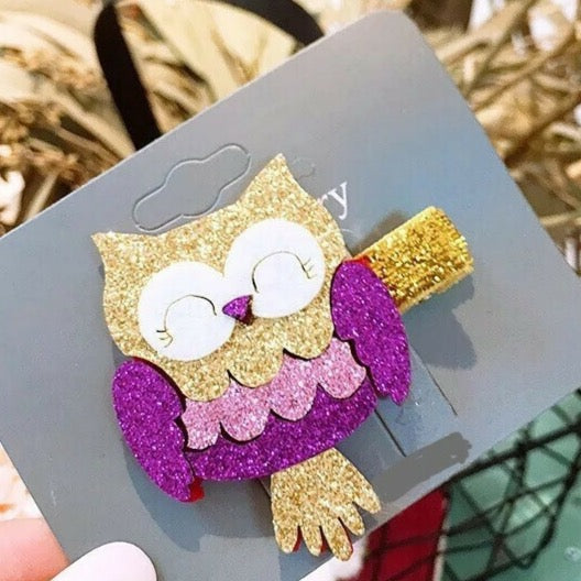 Owl Glitter Felt Hair Clip